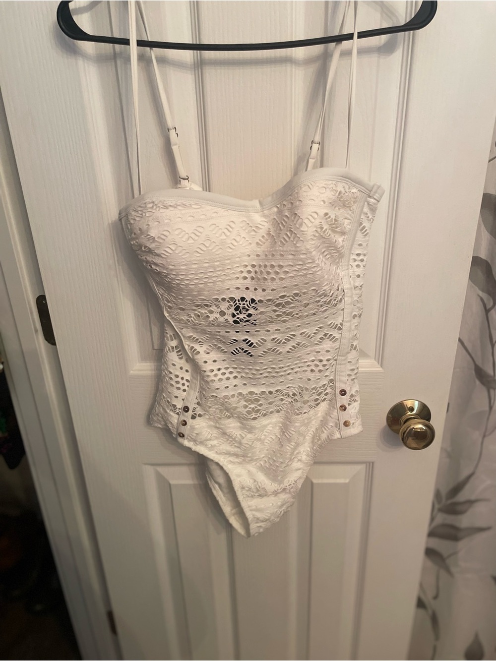 White Lace One-Piece Swimsuit with Removable Straps